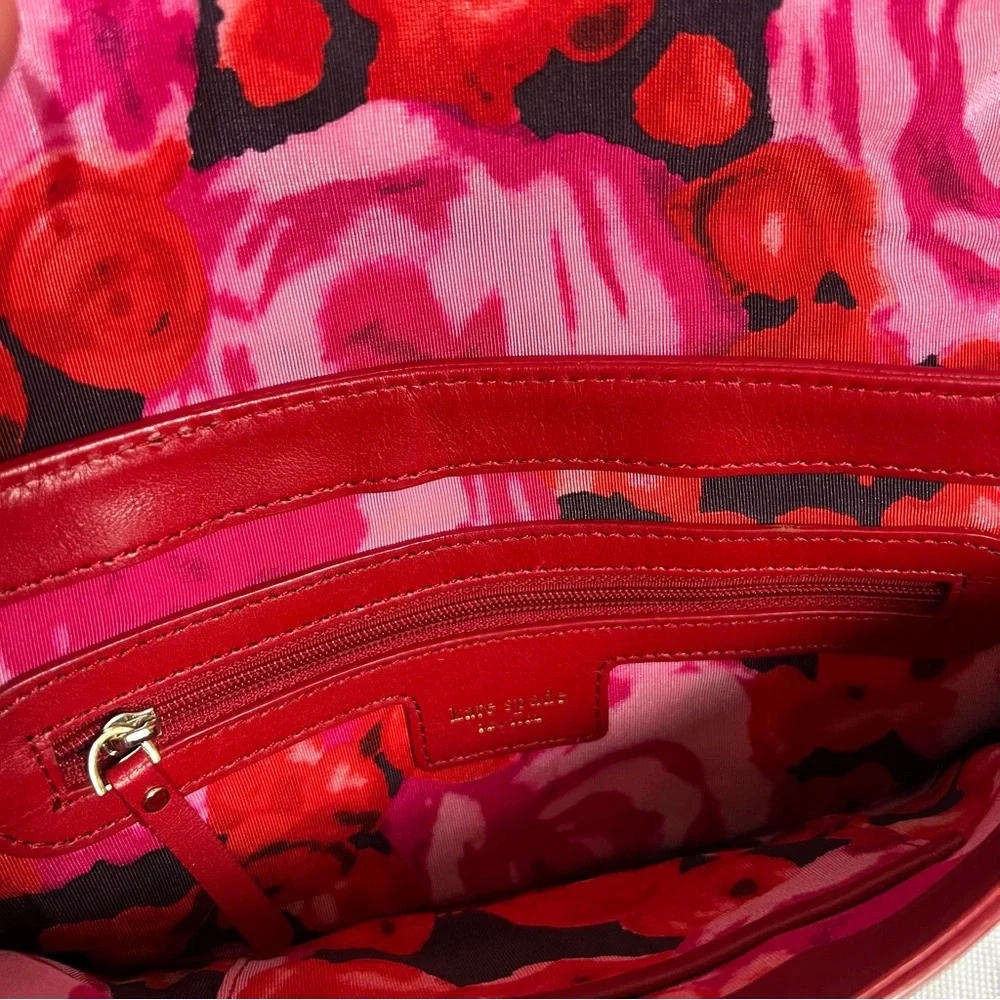 Kate Spade vintage red leather flap shoulder bag with gold tone hardware VTG